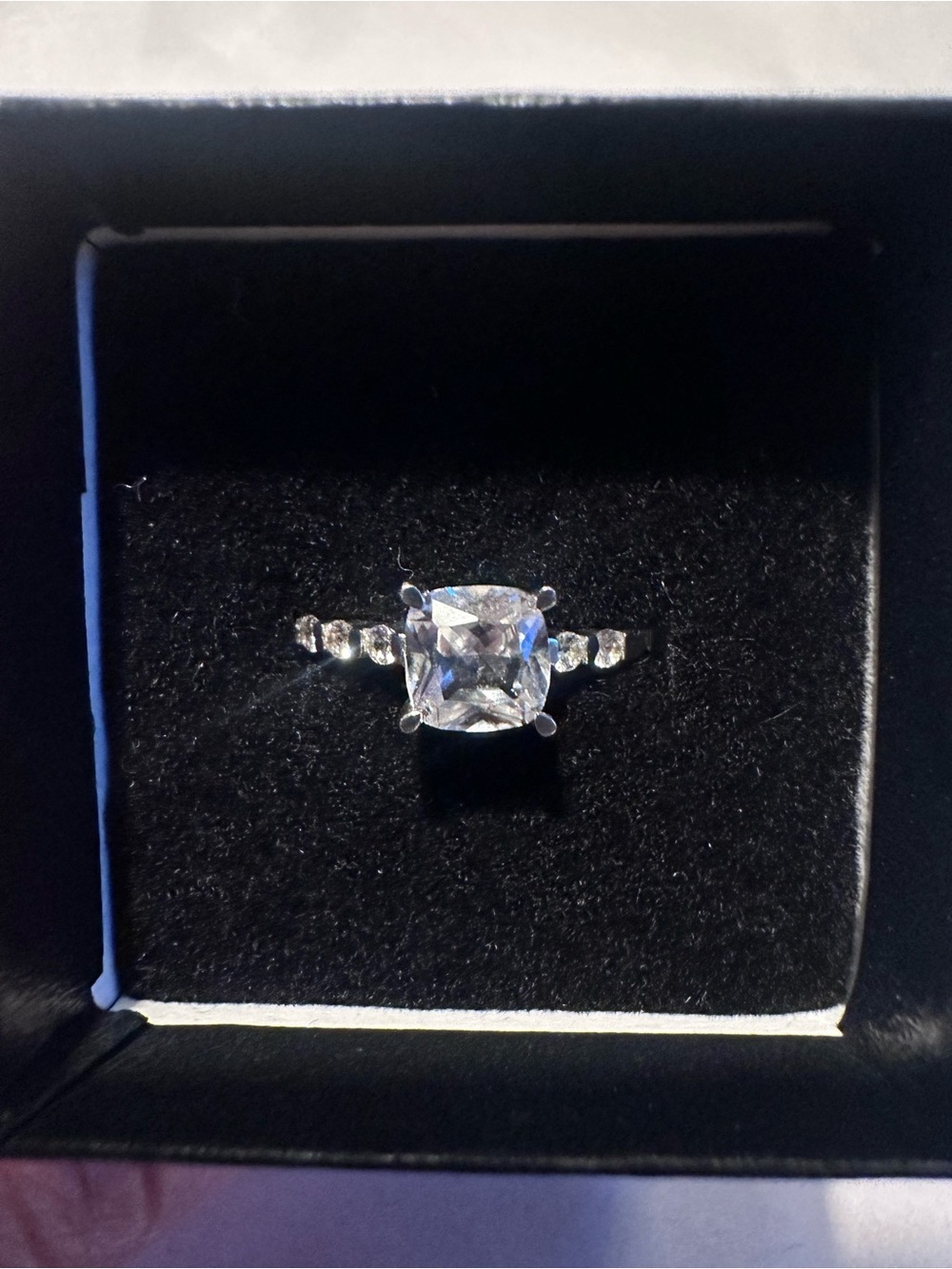 Platinum over sterling silver white sapphire ring